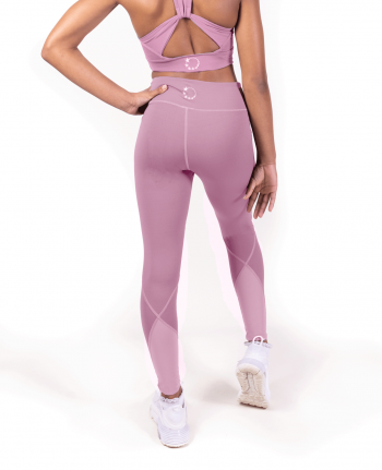 dusky pink gymnastics leggings with mesh detail