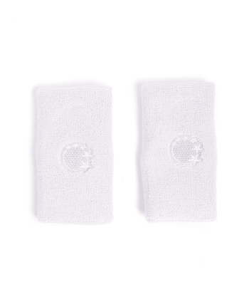 white gymnastics bars sweatbands self coloured logo
