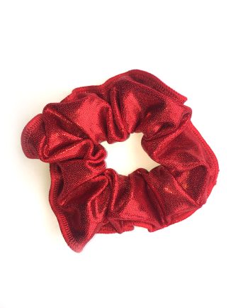 red gymnastics hair scrunchie volcano